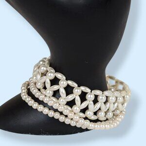 Set of 3 Faux Pearl Stretch Bracelets